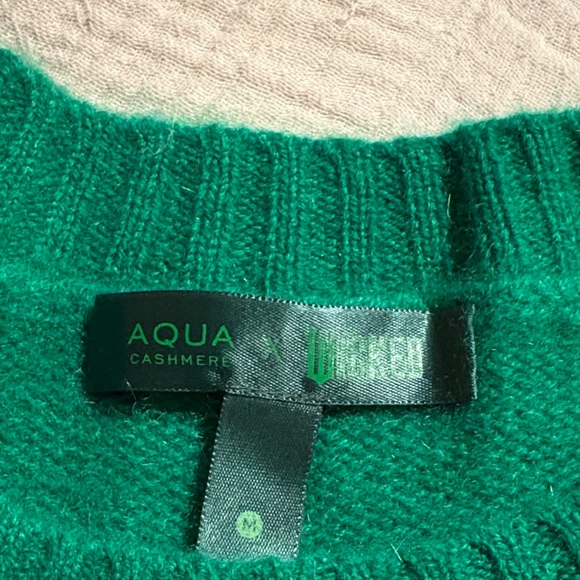 Aqua Green Sweater with Pink 'Wicked' Design - Picture 2 of 2